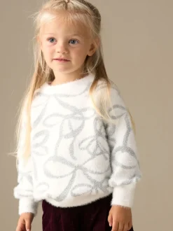 Angel & Rocket White Livia Silver Bow Eyelash Jumper