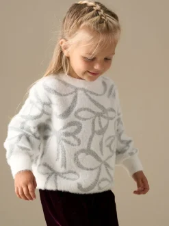 Angel & Rocket White Livia Silver Bow Eyelash Jumper