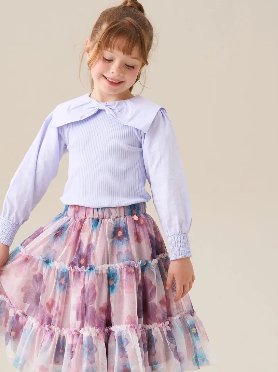 Angel & Rocket White Mae Floral Print Mesh Skirt