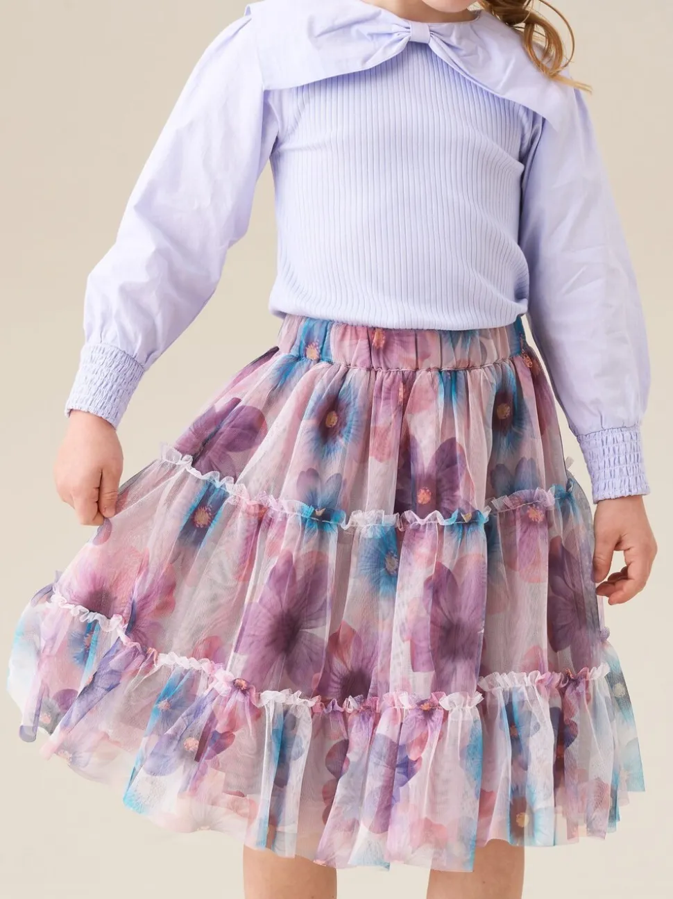 Angel & Rocket White Mae Floral Print Mesh Skirt