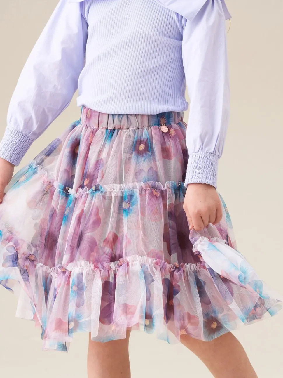 Angel & Rocket White Mae Floral Print Mesh Skirt
