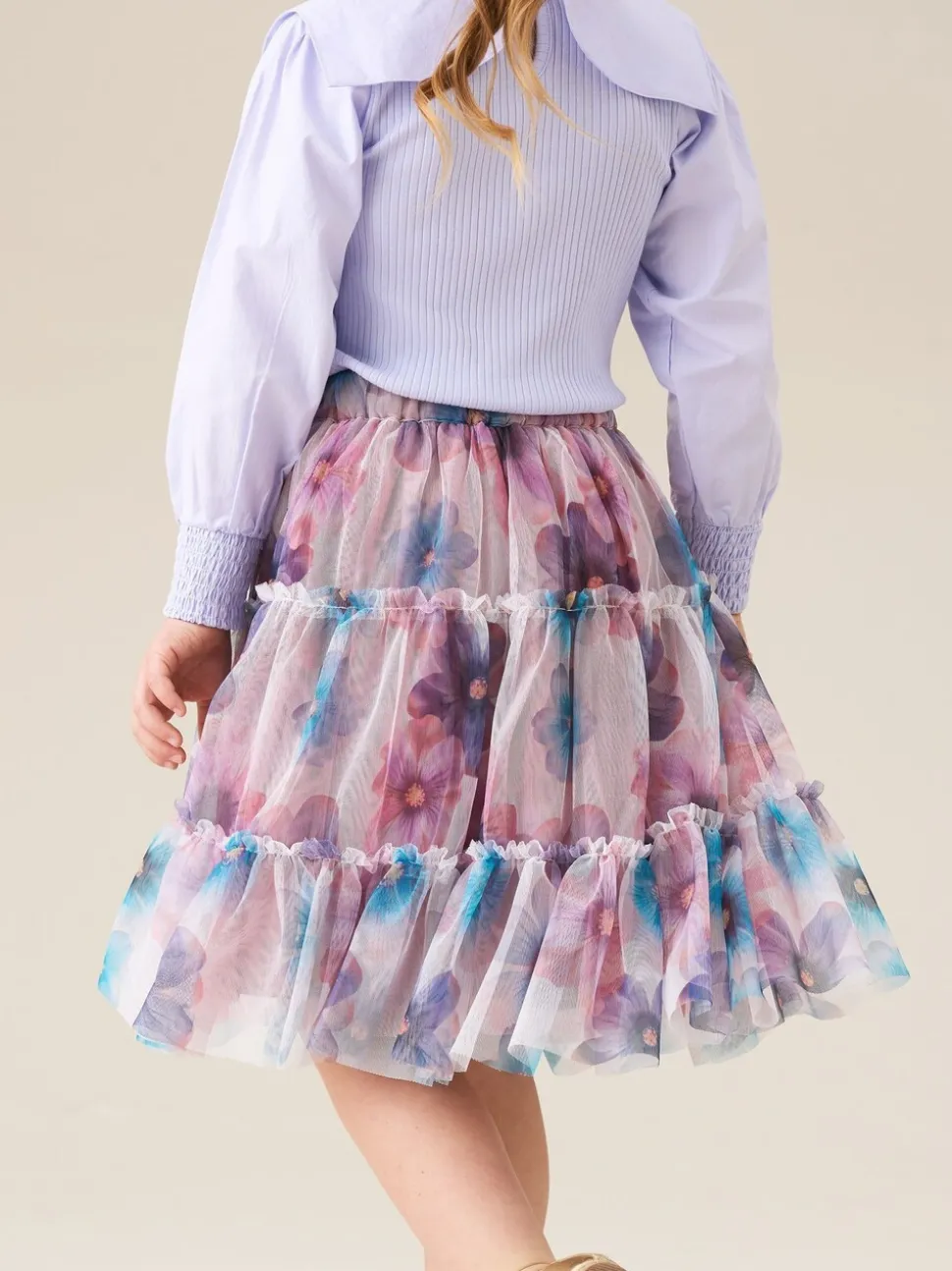 Angel & Rocket White Mae Floral Print Mesh Skirt