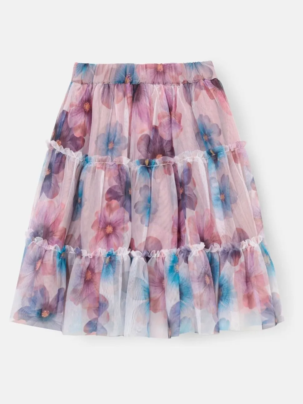 Angel & Rocket White Mae Floral Print Mesh Skirt