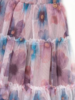 Angel & Rocket White Mae Floral Print Mesh Skirt