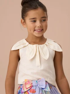Angel & Rocket White Margaux Ivory Petal Collar 100% Cotton Top