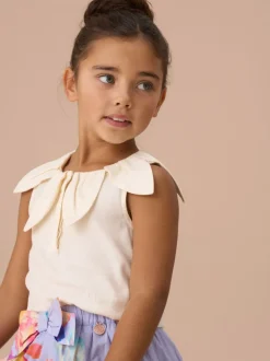 Angel & Rocket White Margaux Ivory Petal Collar 100% Cotton Top