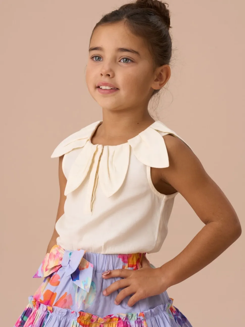 Angel & Rocket White Margaux Ivory Petal Collar 100% Cotton Top