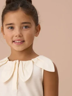 Angel & Rocket White Margaux Ivory Petal Collar 100% Cotton Top