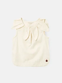 Angel & Rocket White Margaux Ivory Petal Collar 100% Cotton Top