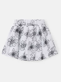 Angel & Rocket White Maya Embroidered Woven 100% Cotton Skirt