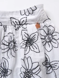 Angel & Rocket White Maya Embroidered Woven 100% Cotton Skirt