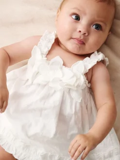 Angel & Rocket White Nyla 3D Daisy Swing & Bloomer Dress