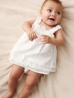 Angel & Rocket White Nyla 3D Daisy Swing & Bloomer Dress
