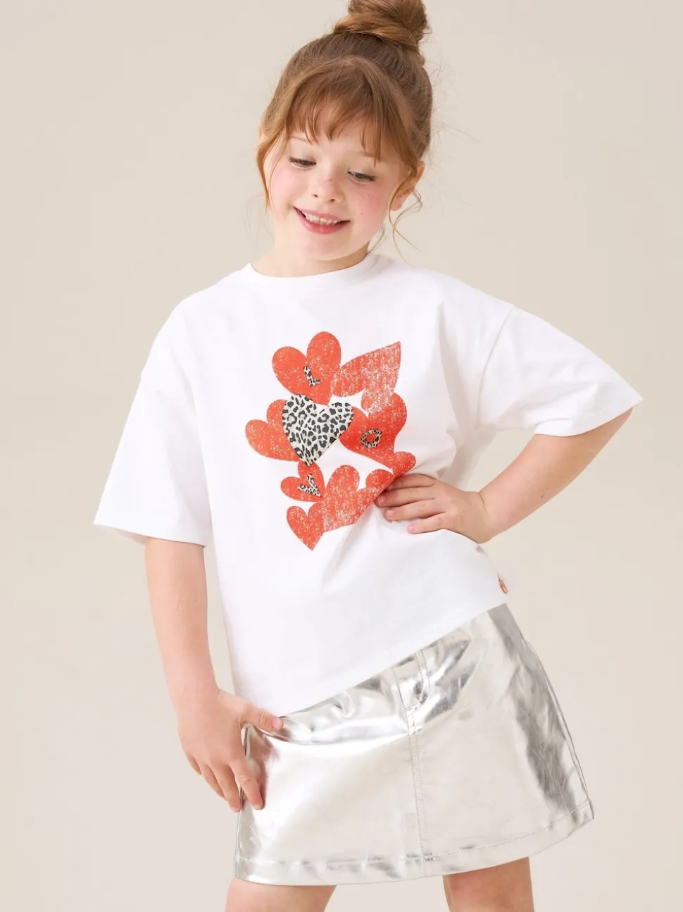 Angel & Rocket White Oversized Quinn Heart Print T-Shirt