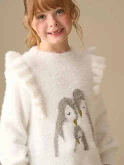 Angel & Rocket White Penguin Knitted Jumper