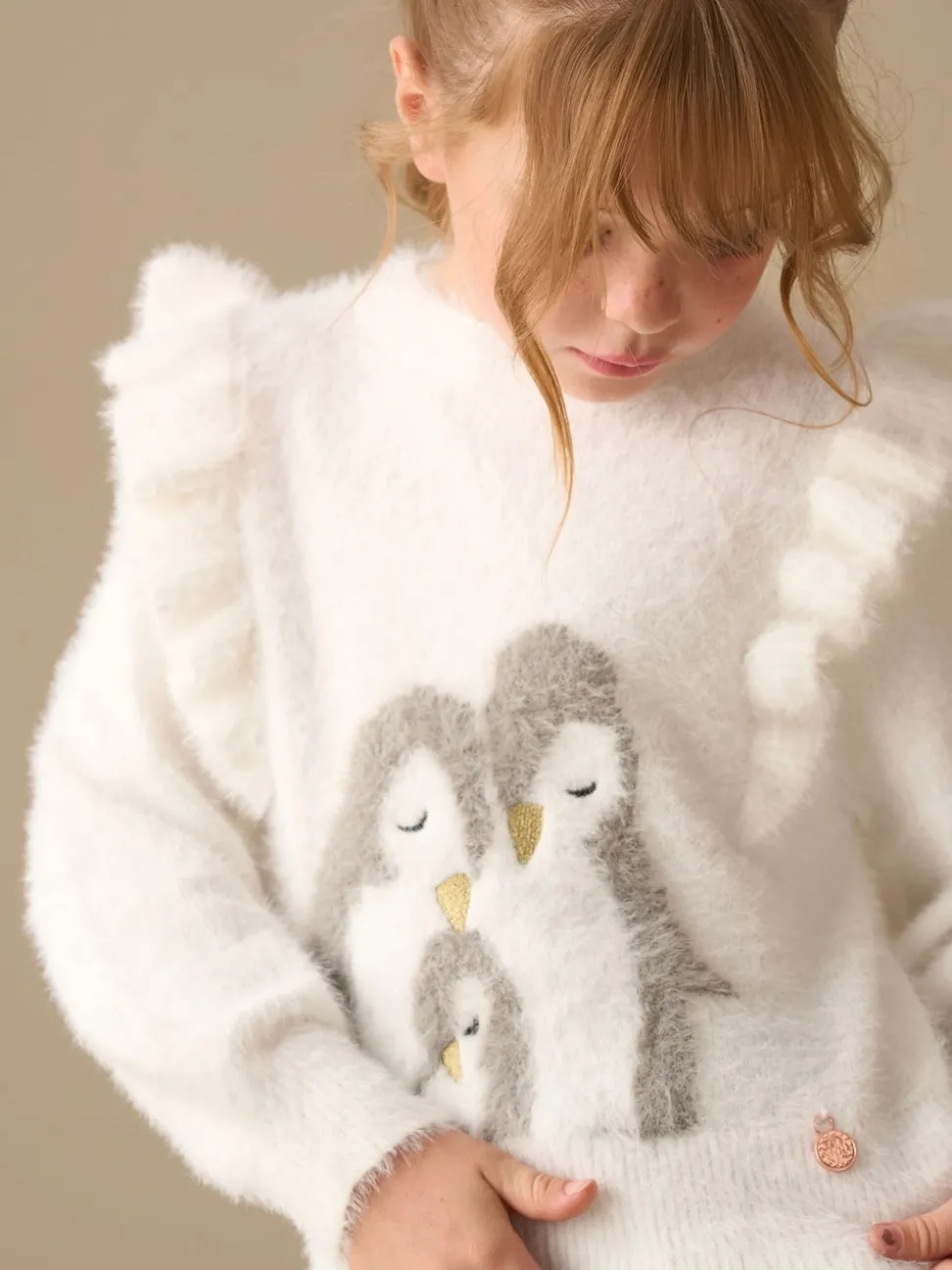 Angel & Rocket White Penguin Knitted Jumper