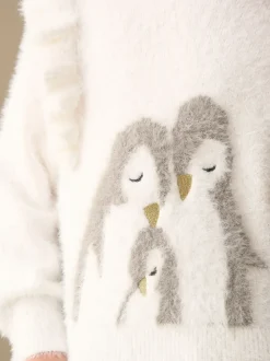 Angel & Rocket White Penguin Knitted Jumper