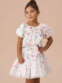 Angel & Rocket White Perla Puff Ball 100% Cotton Blouse