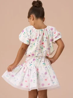 Angel & Rocket White Perla Puff Ball 100% Cotton Blouse