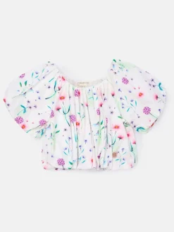 Angel & Rocket White Perla Puff Ball 100% Cotton Blouse
