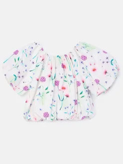 Angel & Rocket White Perla Puff Ball 100% Cotton Blouse