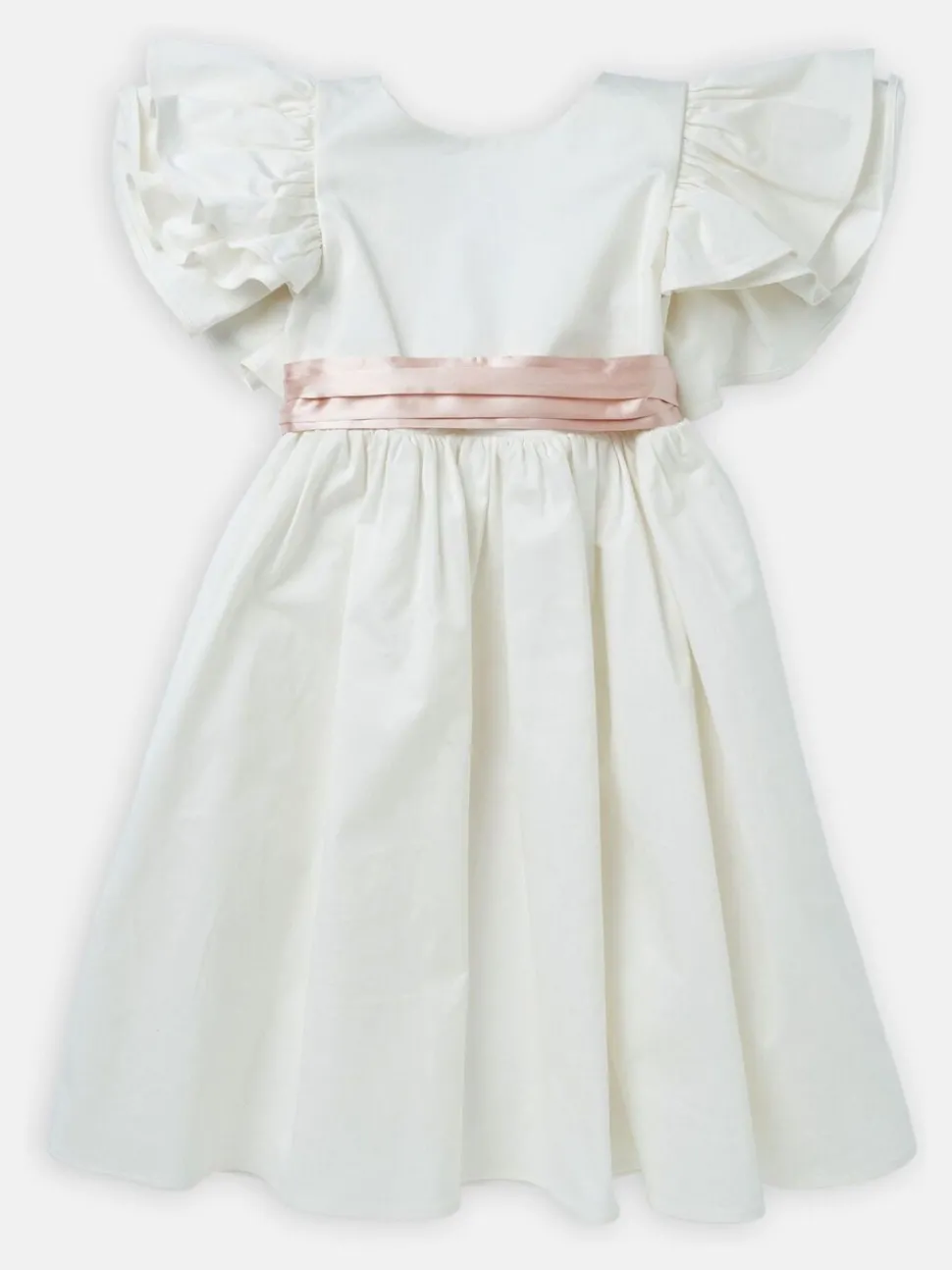 Angel & Rocket White/Pink Taffeta Ruffle Bow Sylvie Dress