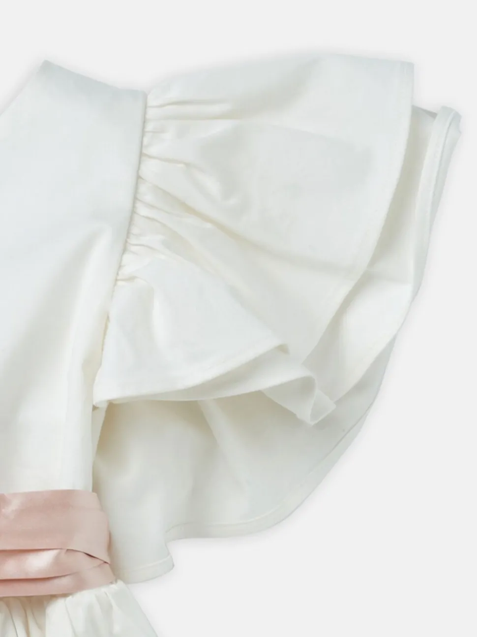Angel & Rocket White/Pink Taffeta Ruffle Bow Sylvie Dress