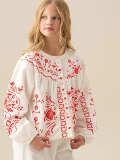 Angel & Rocket White Pippa Embroidered Blouse