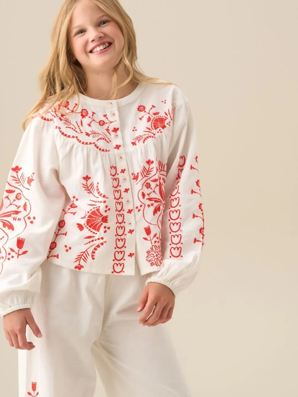 Angel & Rocket White Pippa Embroidered Blouse