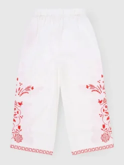 Angel & Rocket White Pippa Embroidered Tie Waist Trousers