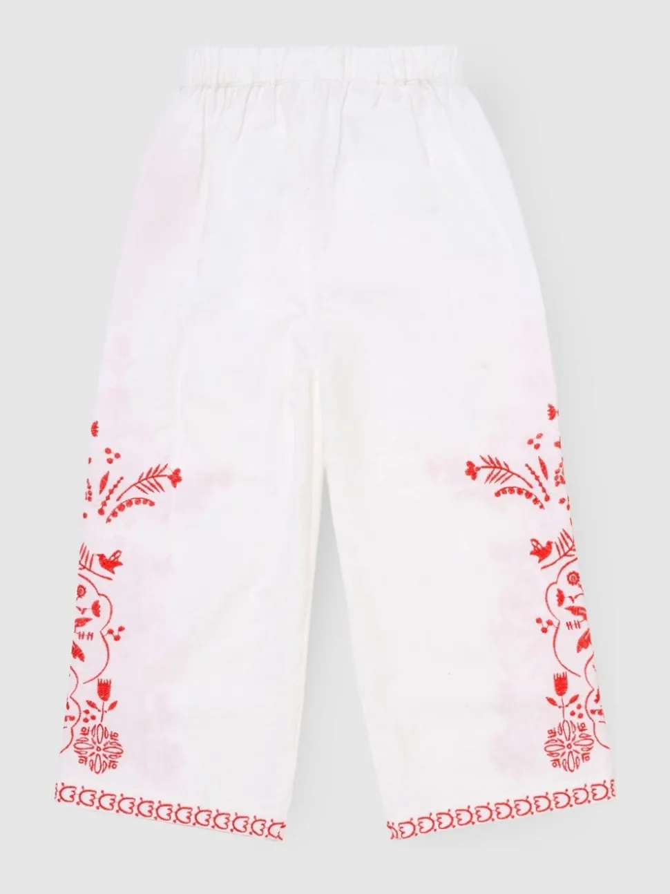 Angel & Rocket White Pippa Embroidered Tie Waist Trousers