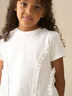 Angel & Rocket White Pippa Woven Peplum Ruffle T-Shirts