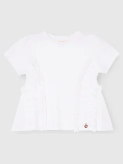 Angel & Rocket White Pippa Woven Peplum Ruffle T-Shirts