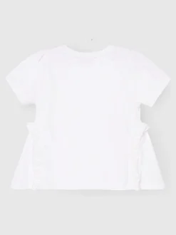 Angel & Rocket White Pippa Woven Peplum Ruffle T-Shirts