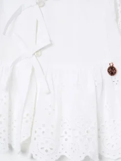 Angel & Rocket White Ria Broderie Tie Front Peplum Blouse