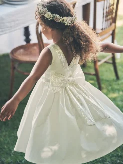 Angel & Rocket White Sequin Bow Claudia Dress
