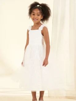 Angel & Rocket White Sparkle Embroidered Olivia Dress