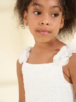 Angel & Rocket White Sparkle Embroidered Olivia Dress