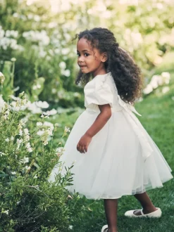 Angel & Rocket White Taffeta Bow Baby Dress