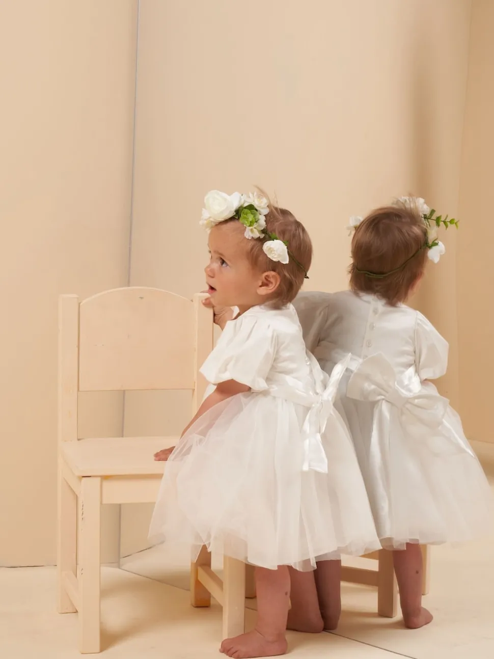 Angel & Rocket White Taffeta Bow Baby Dress