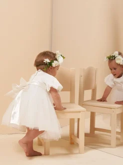 Angel & Rocket White Taffeta Bow Baby Dress