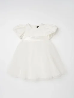 Angel & Rocket White Taffeta Bow Baby Dress