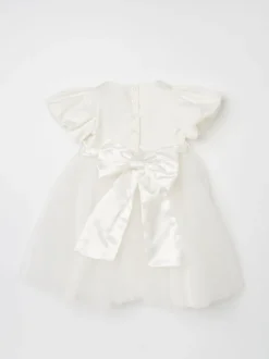 Angel & Rocket White Taffeta Bow Baby Dress