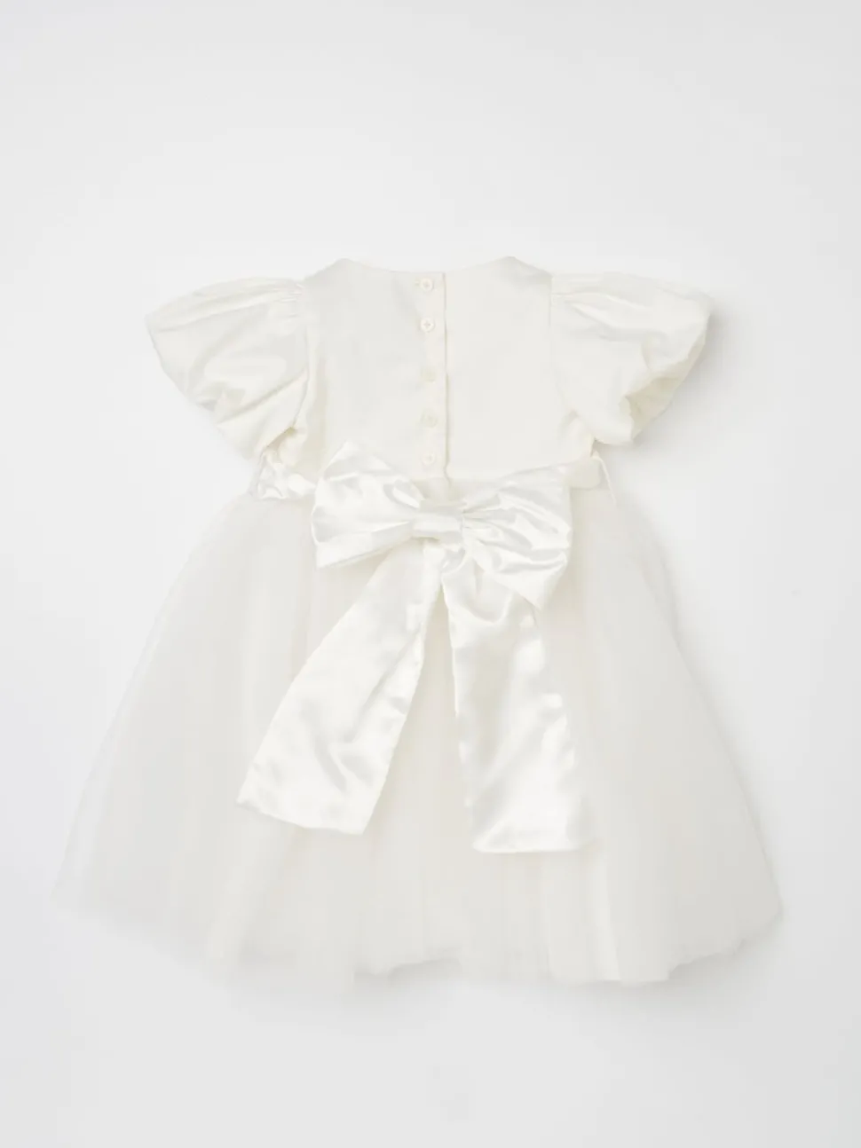 Angel & Rocket White Taffeta Bow Baby Dress