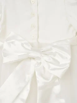 Angel & Rocket White Taffeta Bow Baby Dress