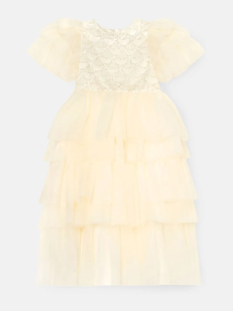Angel & Rocket White Tiffany Ivory Beaded Tiered Tulle Dress