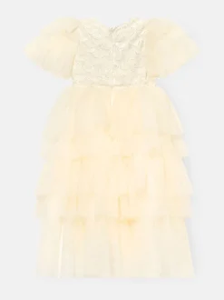 Angel & Rocket White Tiffany Ivory Beaded Tiered Tulle Dress
