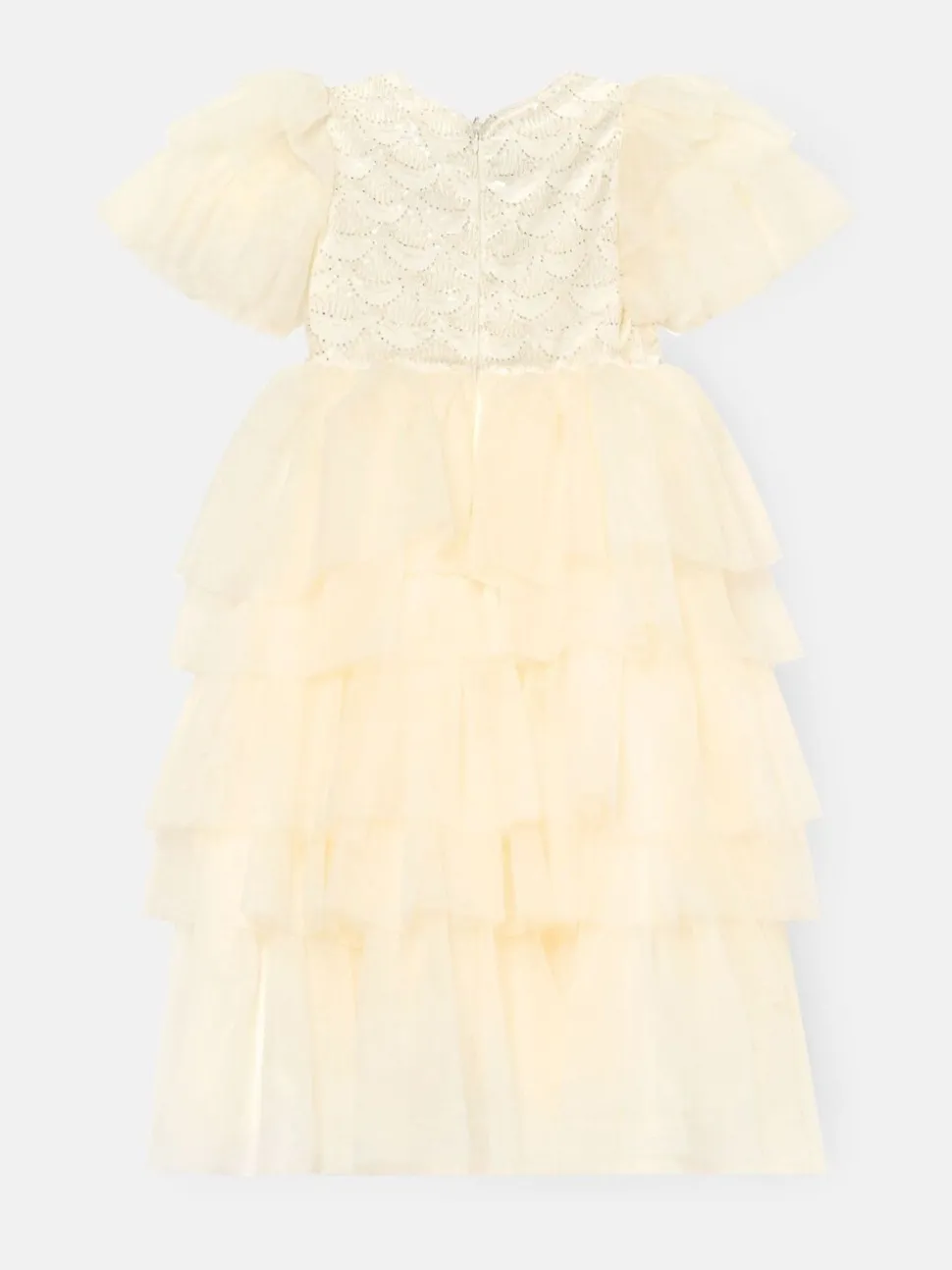 Angel & Rocket White Tiffany Ivory Beaded Tiered Tulle Dress