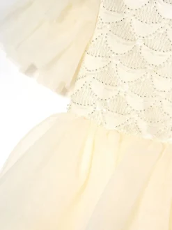 Angel & Rocket White Tiffany Ivory Beaded Tiered Tulle Dress