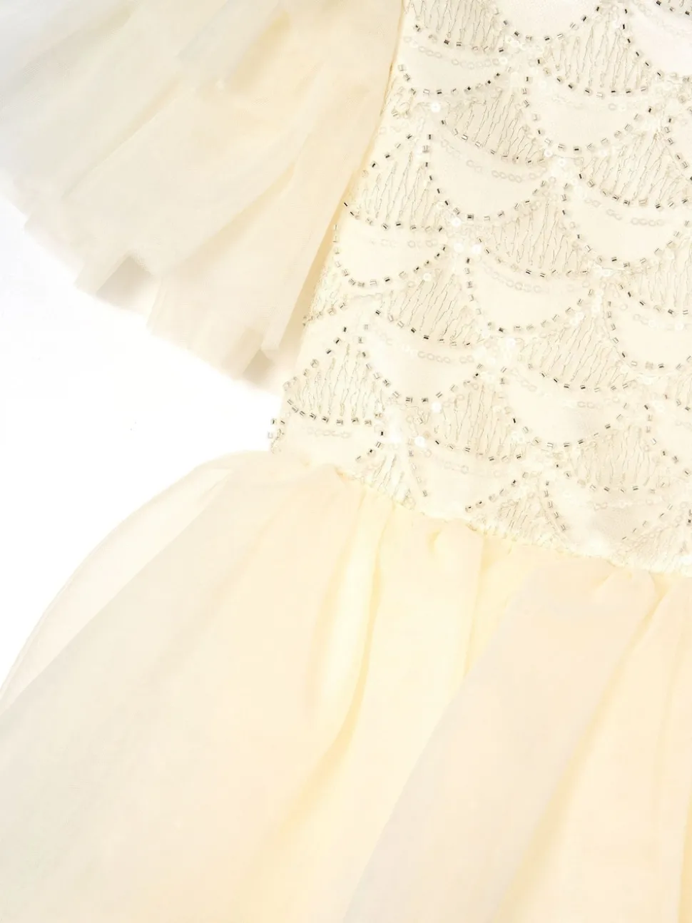 Angel & Rocket White Tiffany Ivory Beaded Tiered Tulle Dress
